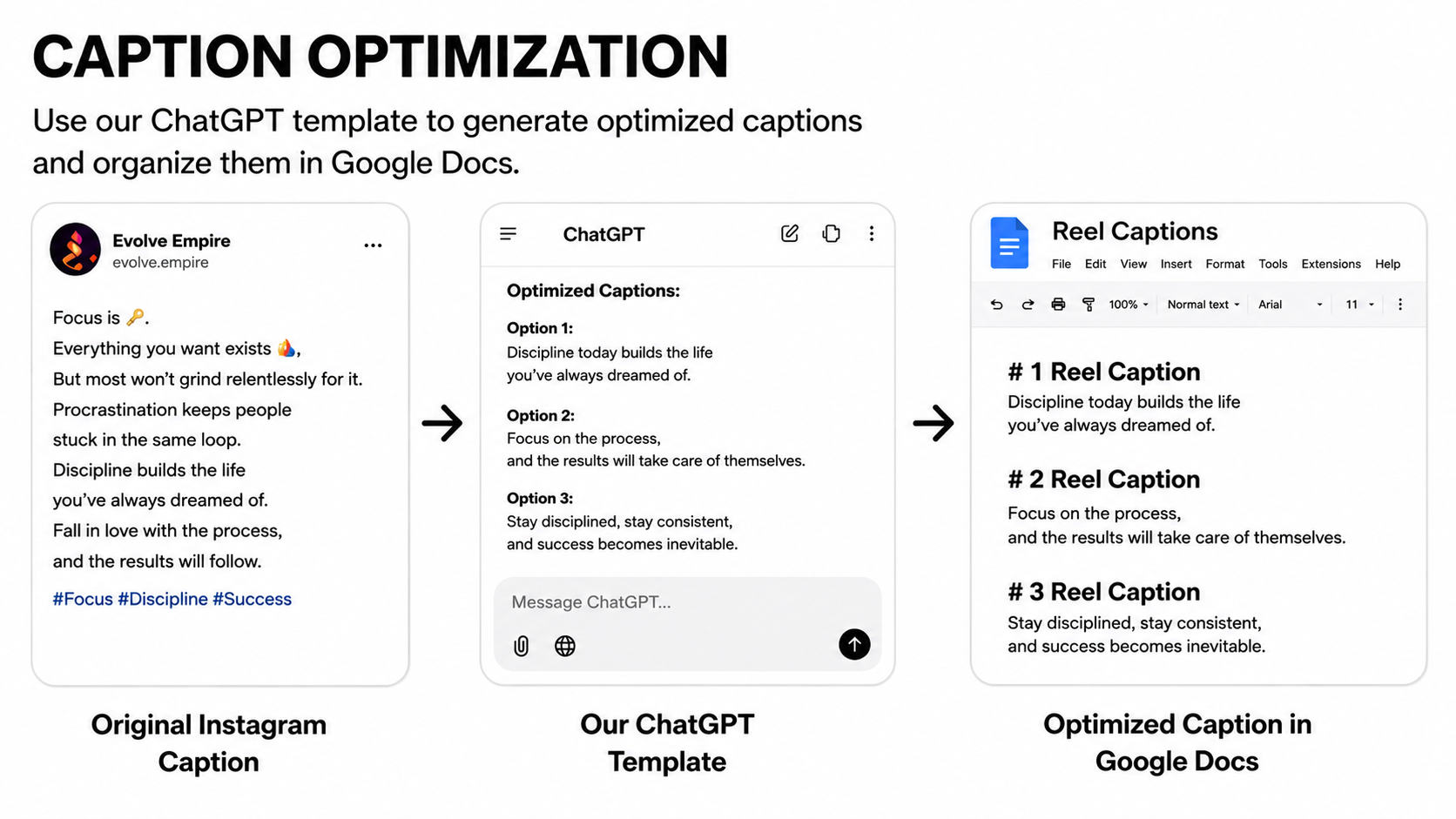 Caption optimization demonstration